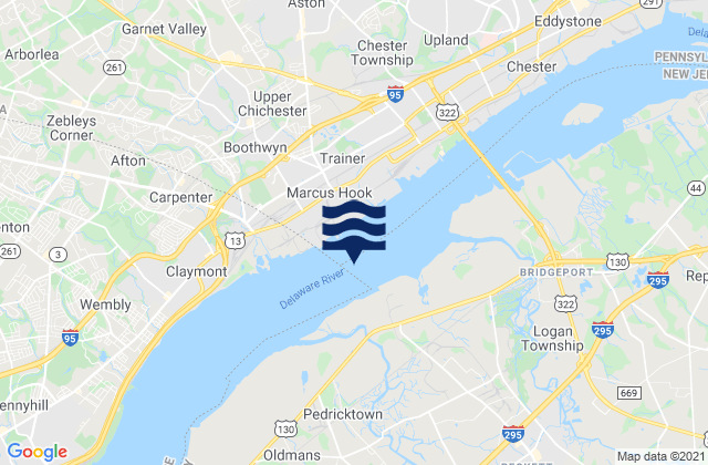 Mappa delle Getijden in Burlington Delaware River, United States