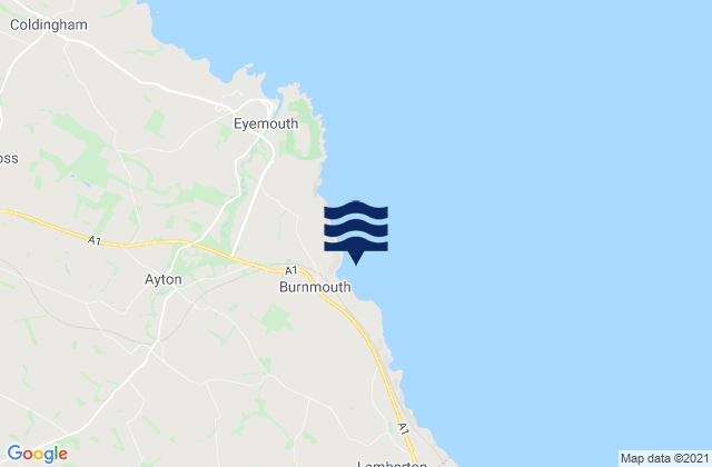 Mappa delle Getijden in Burnmouth Bay, United Kingdom