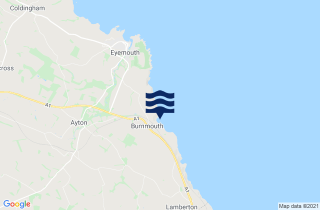 Mappa delle Getijden in Burnmouth Beach, United Kingdom