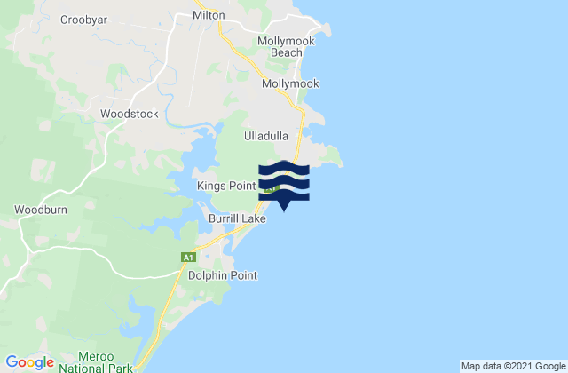 Mappa delle Getijden in Burrill Beach, Australia
