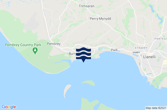 Mappa delle Getijden in Burry Port Beach, United Kingdom