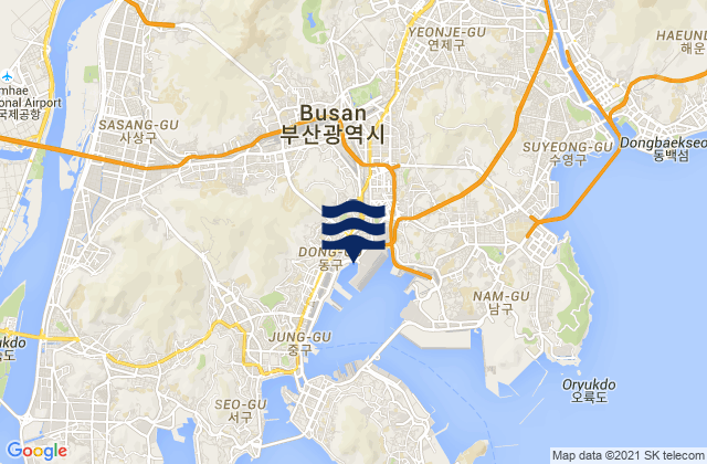Mappa delle Getijden in Busan, South Korea