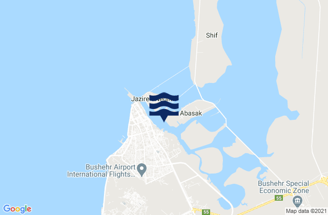 Mappa delle Getijden in Bushahr Persian Gulf, Iran