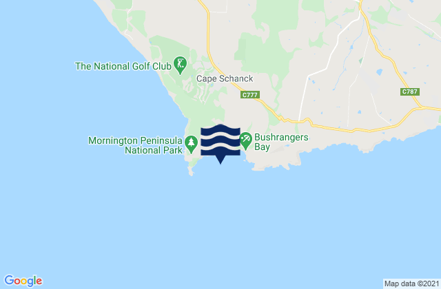 Mappa delle Getijden in Bushrangers Bay, Australia