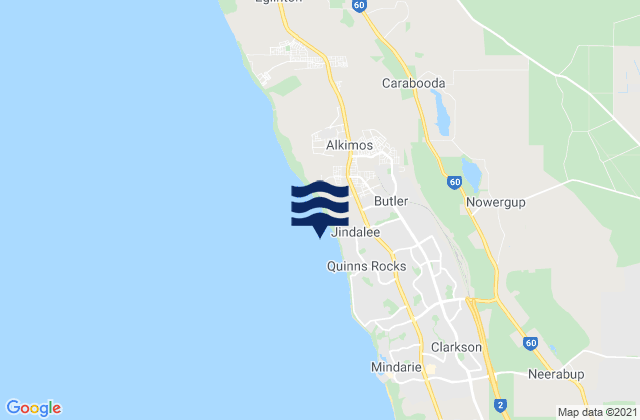 Mappa delle Getijden in Butler, Australia
