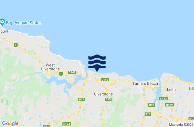 Mappa delle Getijden in Buttons Beach, Australia