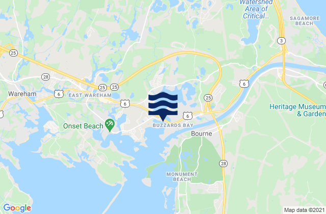 Mappa delle Getijden in Buzzards Bay, United States