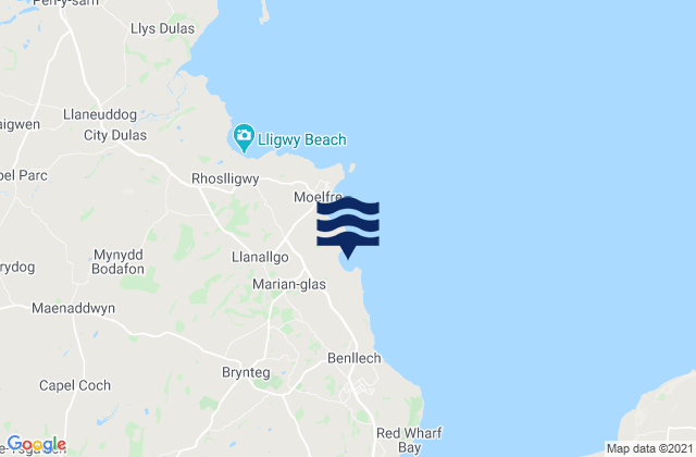 Mappa delle Getijden in Bychan Beach, United Kingdom