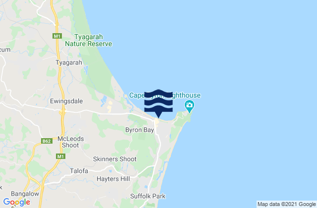 Mappa delle Getijden in Byron Bay - The Wreck, Australia