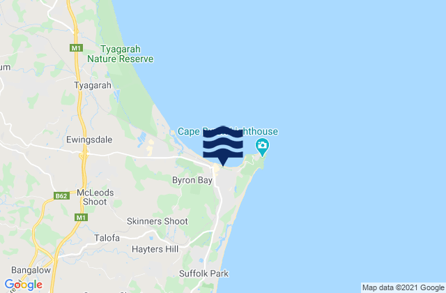 Mappa delle Getijden in Byron Bay, Australia