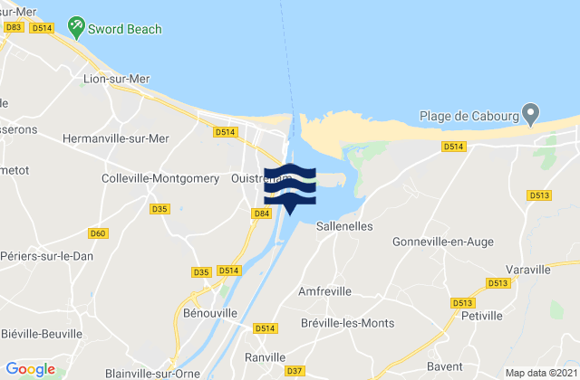 Mappa delle Getijden in Bénouville, France