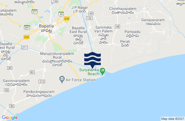 Mappa delle Getijden in Bāpatla, India