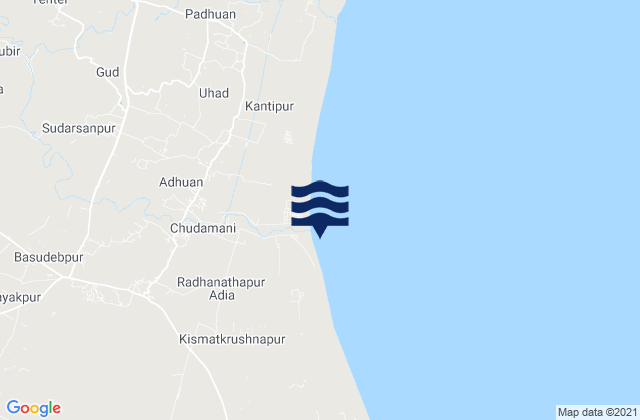Mappa delle Getijden in Bāsudebpur, India