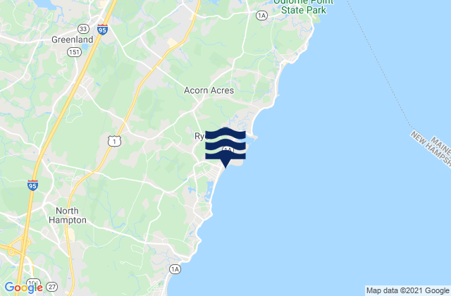 Mappa delle Getijden in Cable Beach Rye, United States