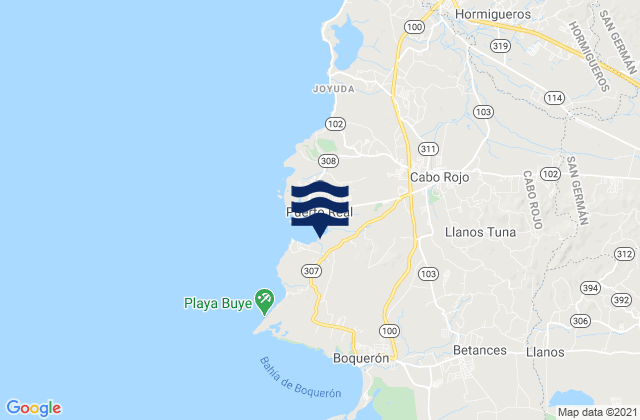 Mappa delle Getijden in Cabo Rojo Municipio, Puerto Rico