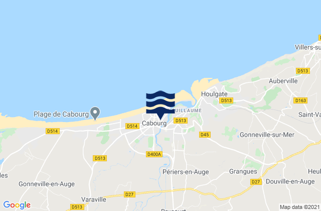 Mappa delle Getijden in Cabourg, France