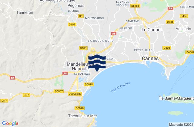 Mappa delle Getijden in Cabris, France