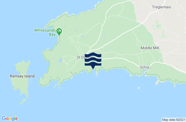 Mappa delle Getijden in Caerfai Beach, United Kingdom