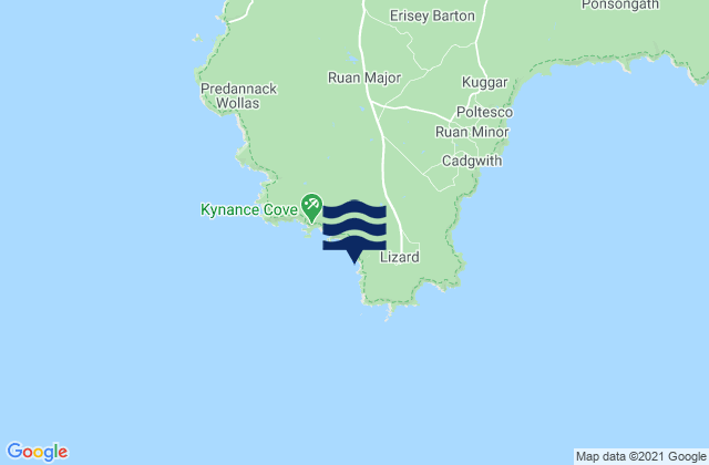 Mappa delle Getijden in Caerthillian Cove Beach, United Kingdom
