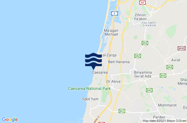 Mappa delle Getijden in Caesarea, Israel