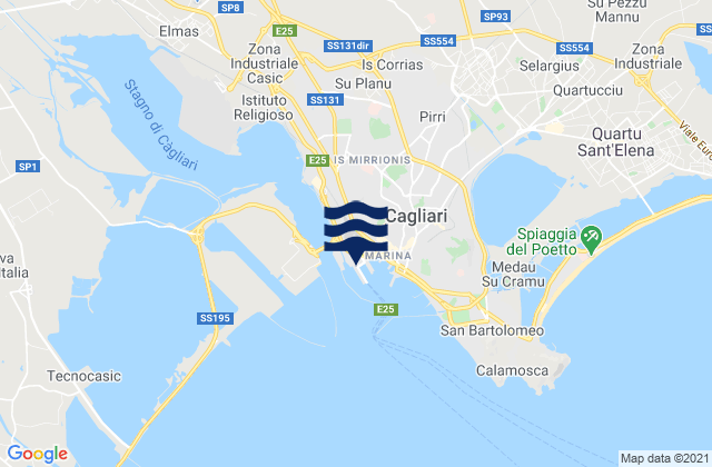 Mappa delle Getijden in Cagliari Port, Italy