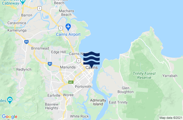 Mappa delle Getijden in Cairns Esplanade, Australia