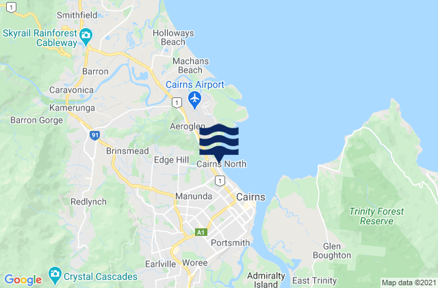 Mappa delle Getijden in Cairns, Australia