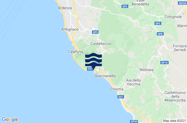 Mappa delle Getijden in Cala del Leone, Italy