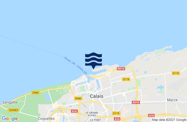 Mappa delle Getijden in Calais, France