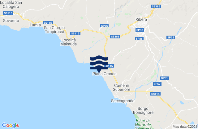 Mappa delle Getijden in Calamonaci, Italy