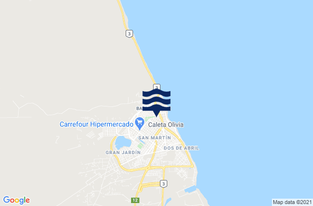 Mappa delle Getijden in Caleta Olivia, Argentina