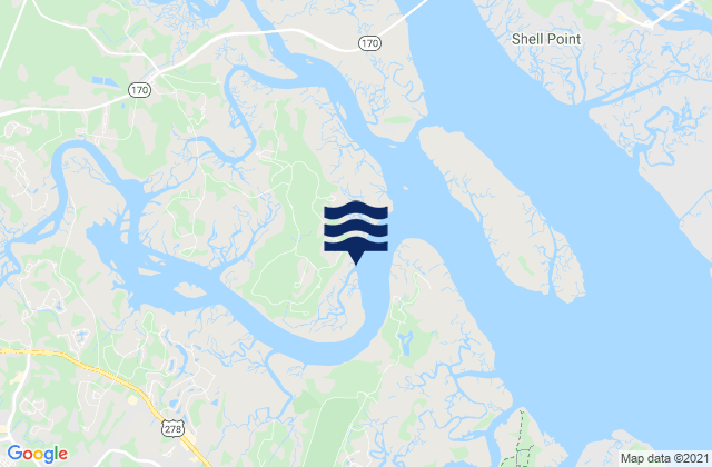 Mappa delle Getijden in Callawassie Island (South Colleton River), United States