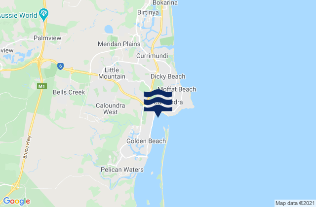 Mappa delle Getijden in Caloundra, Australia
