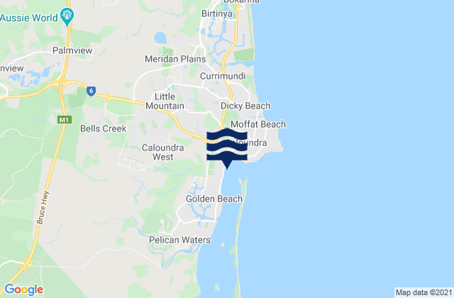 Mappa delle Getijden in Caloundra West, Australia