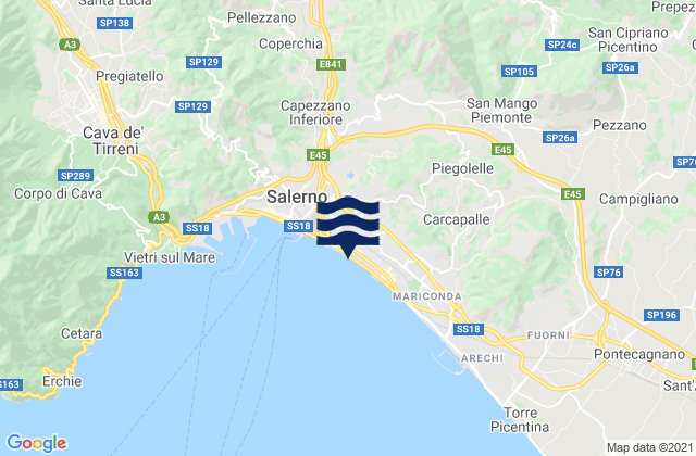 Mappa delle Getijden in Calvanico, Italy