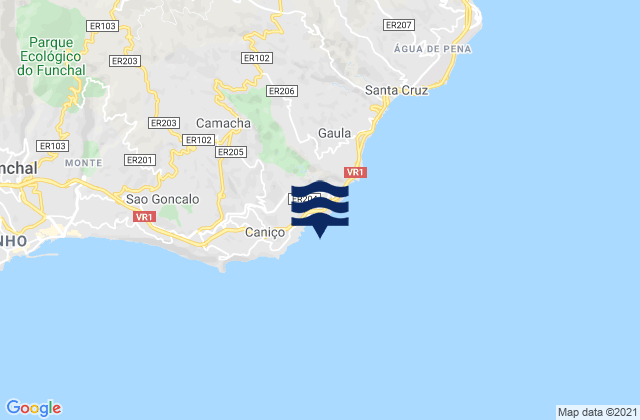Mappa delle Getijden in Camacha, Portugal