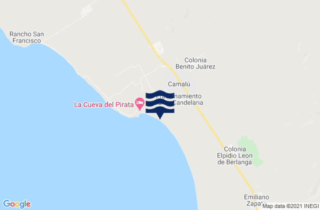 Mappa delle Getijden in Camalú, Mexico