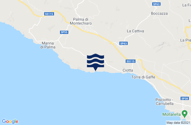 Mappa delle Getijden in Camastra, Italy