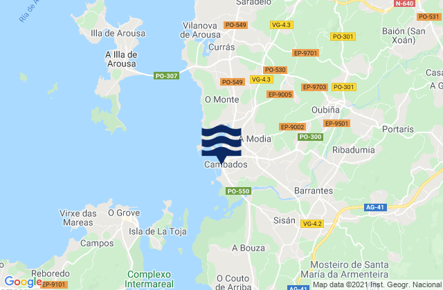 Mappa delle Getijden in Cambados, Spain