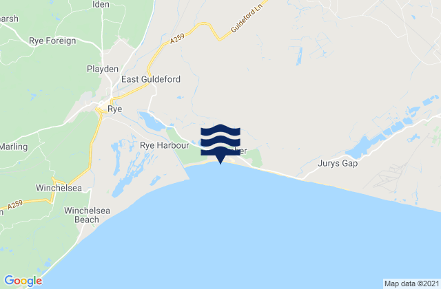 Mappa delle Getijden in Camber Sands Beach, United Kingdom