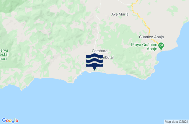 Mappa delle Getijden in Cambutal, Panama