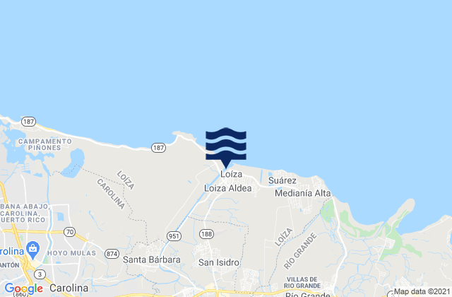 Mappa delle Getijden in Campo Rico, Puerto Rico