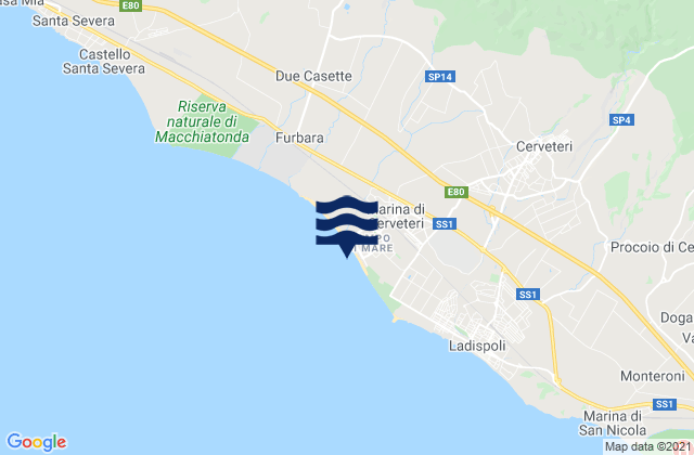 Mappa delle Getijden in Campo di Mare, Italy