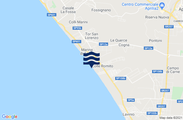 Mappa delle Getijden in Campoleone, Italy