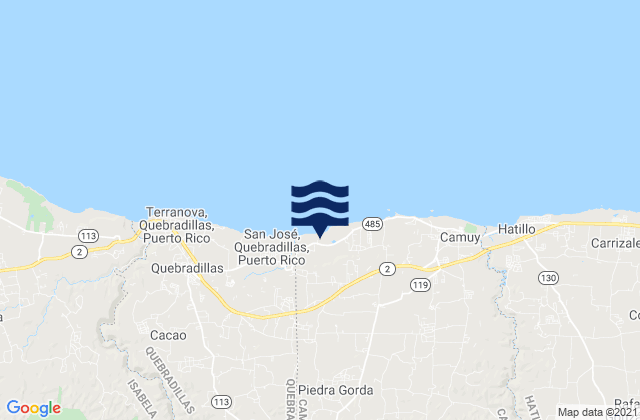Mappa delle Getijden in Camuy Arriba Barrio, Puerto Rico