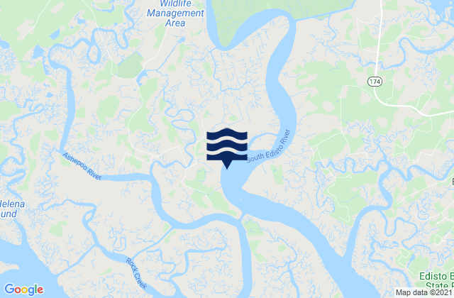 Mappa delle Getijden in Canaday Landing (Edisto River), United States