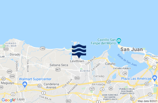 Mappa delle Getijden in Candelaria, Puerto Rico