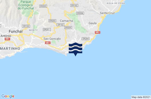 Mappa delle Getijden in Caniço, Portugal