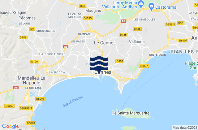 Mappa delle Getijden in Cannes, France