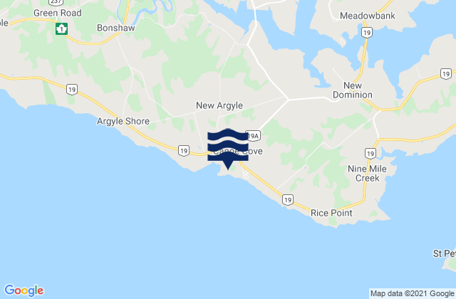 Mappa delle Getijden in Canoe Cove, Canada